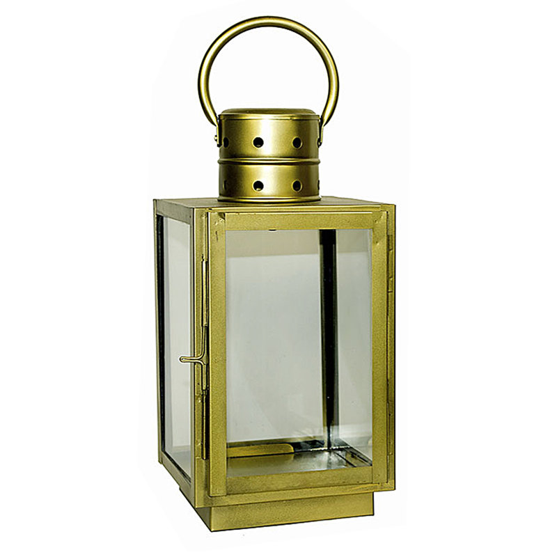 Lanterne carrée en verre/métal, Or