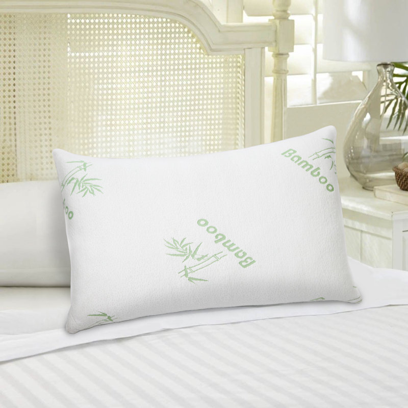 Queen Size White Bamboo Memory Foam Pillow with Washable Cover