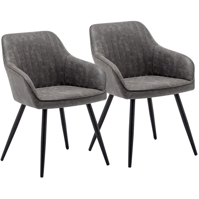 Chaise avec accoudoirs rembourrée Deverell, Gris