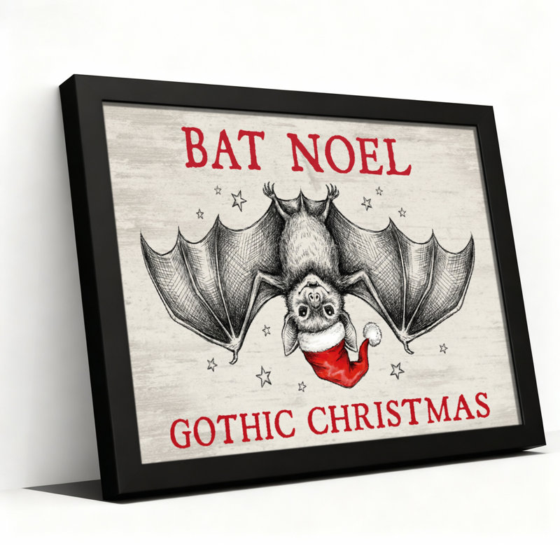 Bat Noel, art de Noël gothique sur toile tendue, impression sur toile, ensemble de 1