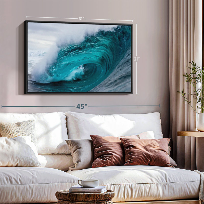 Crashing Blue Ocean Wave Canvas Print, 21" H x 31" W