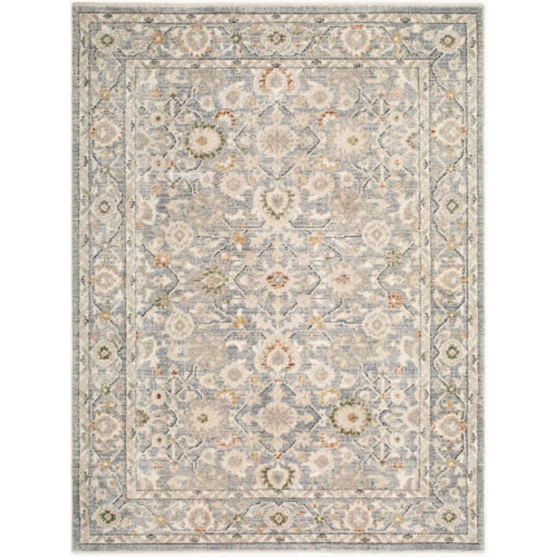 Lausanne Machine Woven, Ivory/Brown/Cream/Blue/Black/Green, Rectangle 6'7" x 9'