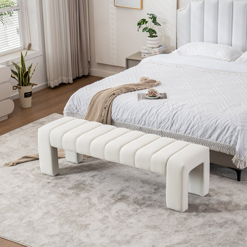 Banc rembourré l 59 po Laytona, Ivoire ivoire