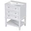 Meuble-lavabo 24 po avec lavabo, meuble de rangement pour salle de bain avec tiroir et tablette ouverte, structure en bois massif, blanc