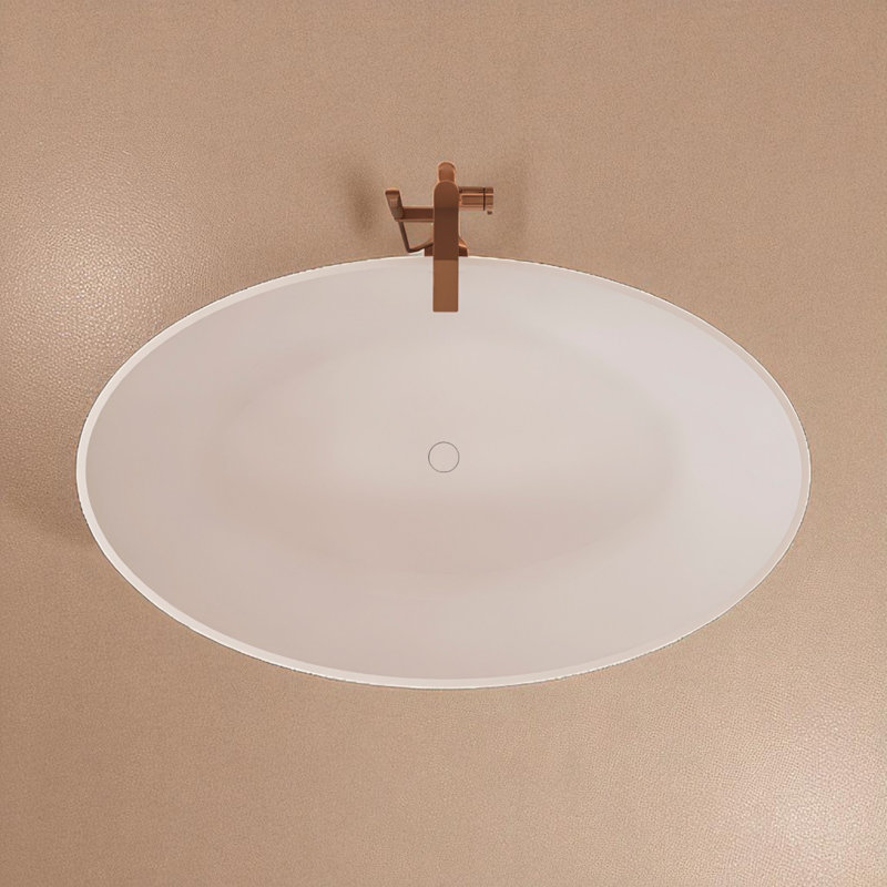 67'' X 39'' Freestanding Soaking Solid Surface Stone Resin Bathtub, White