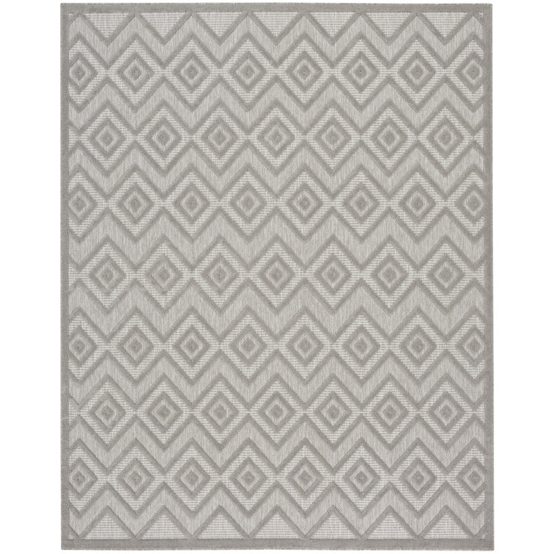 Foundry Select Versatile Diamond Silver Gray Indoor/Outdoor Area Rug, Rectangle 7' x 10'