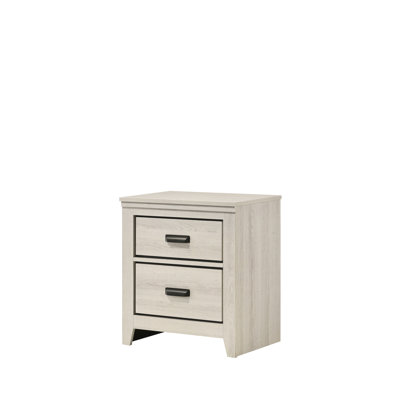 Beige-White 2-Drawer Contemporary Nightstand - Bedroom Furniture with Storage
