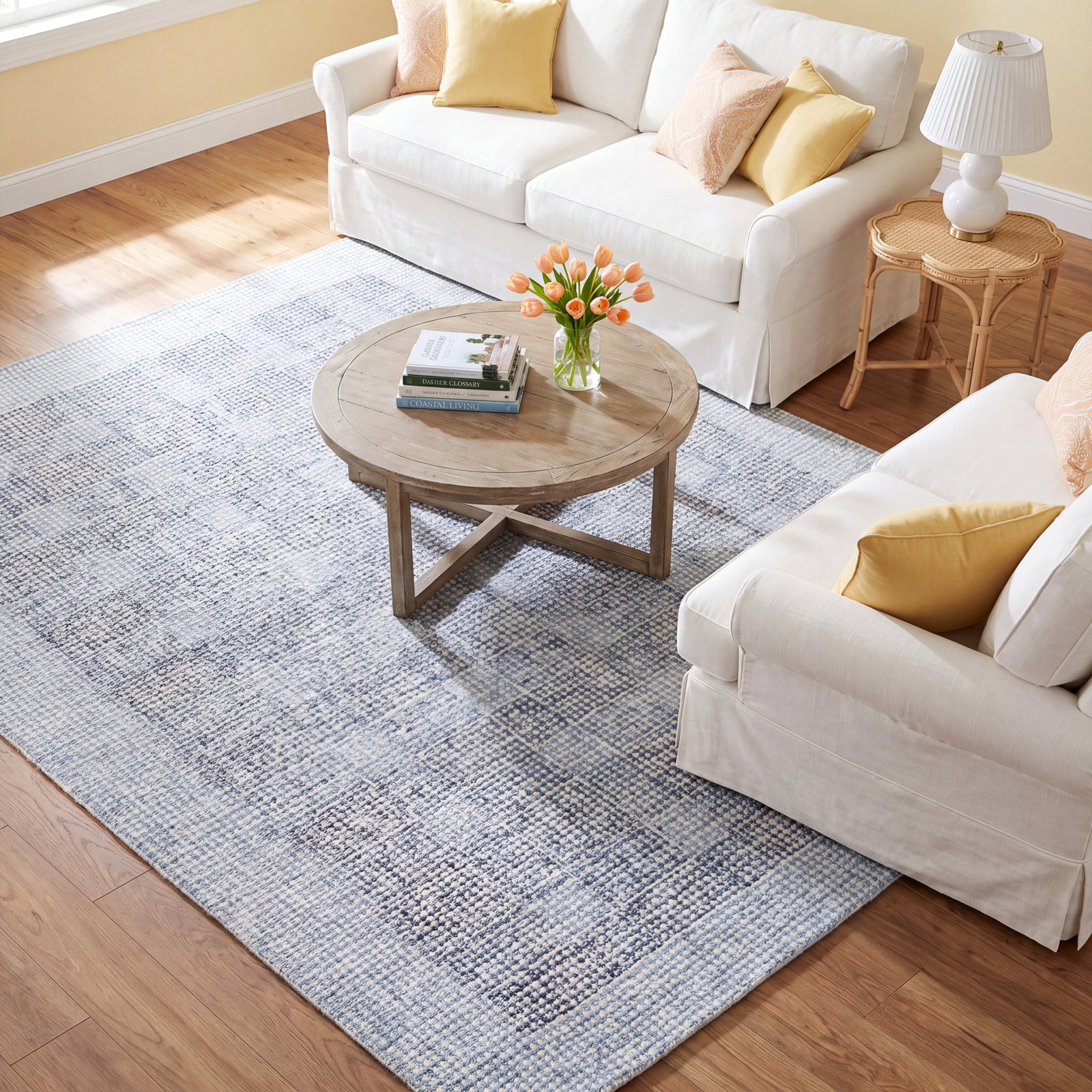 Holland Blue Hand-Tufted Geometric Wool Rug, Rectangle 7'9"X9'9"