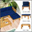 Ensemble de conversation modulaire 5 pièces avec coussins, finition naturelle et coussins bleus