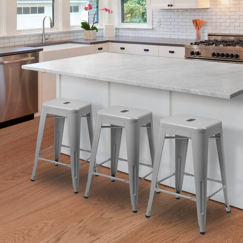 Kery metal bar stools, Gris, Tabouret de comptoir (siège d'une hauteur de 24,5