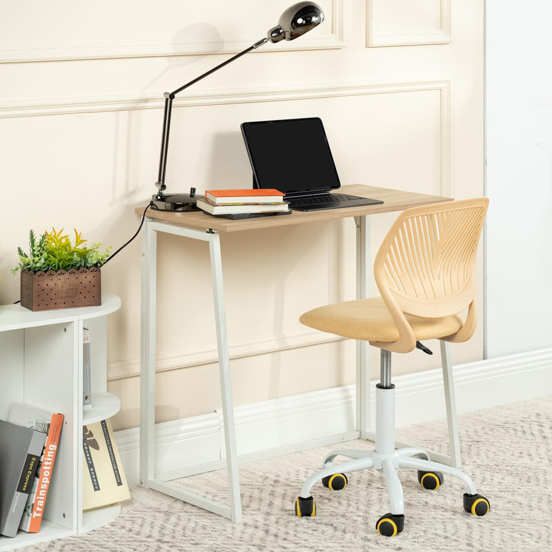 Folding Desk, Space Saving Computer Table Compact Writing Workstation Study Desk for Home Office Small Space, 31.5 Inches Foldable Table Simple Home Office Desk, Oak