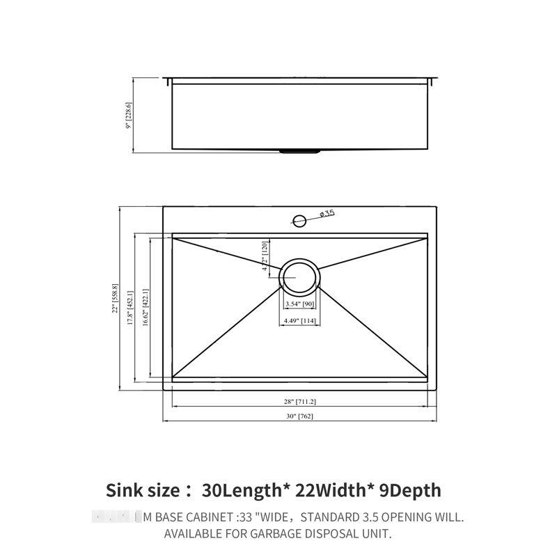 18 Gauge Kitchen Sink With Bottom Rinse Grid - 30" Drop In Workstation Stainless Steel Package