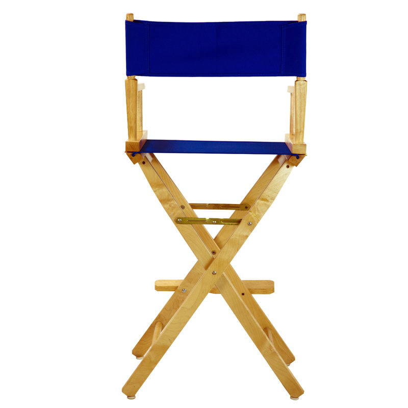 30" Folding Director Chair with Canvas, Natural, Royal Blue