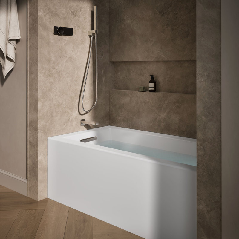Underscore 60" x 32" Rectangular Alcove Soaking Bathtub with Integral Apron, Left