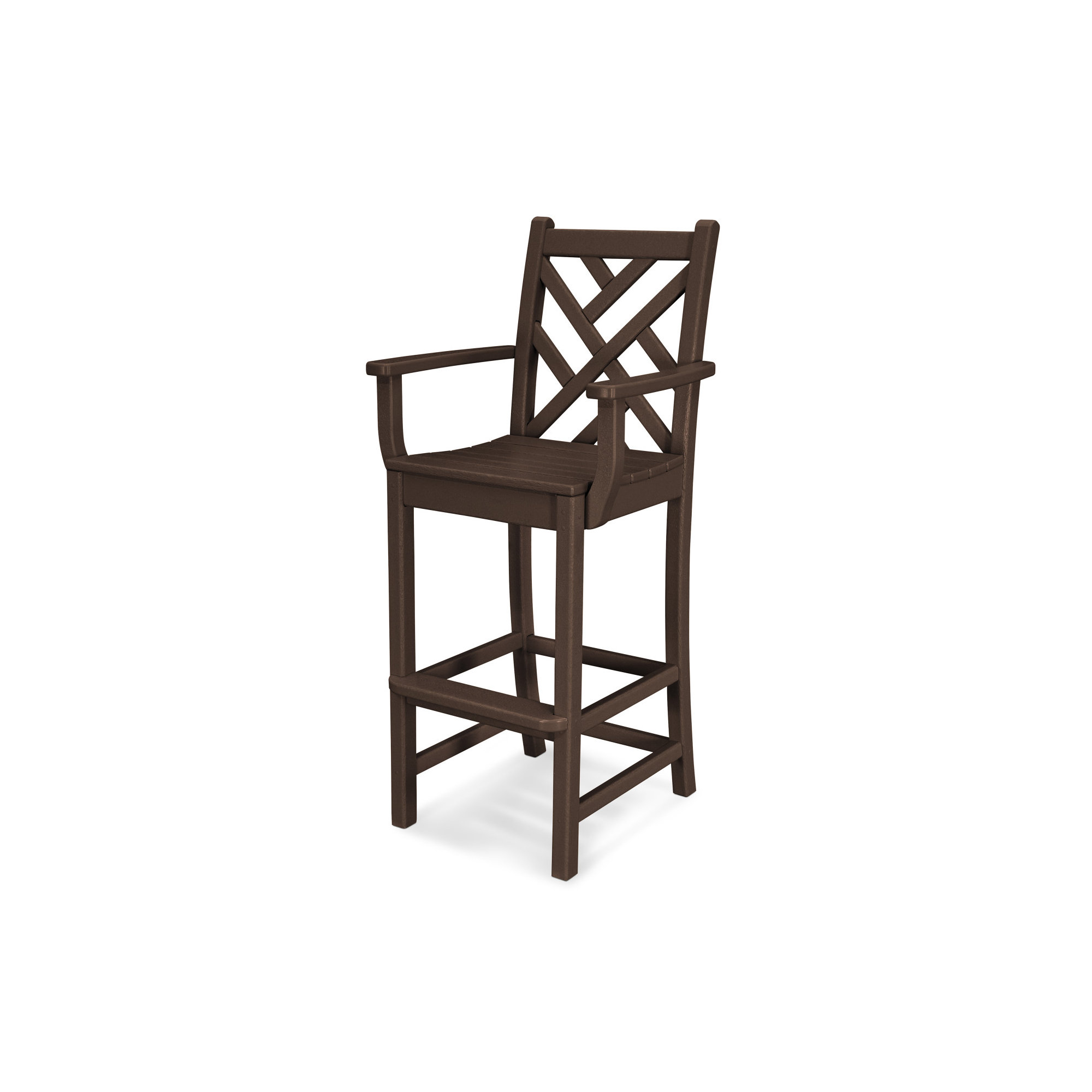 POLYWOOD Chippendale Bar Arm Chair in Sand, Mahogany