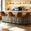 Suede Fixed Height Bar Stool with Diamond Tufted Back-1929230509