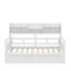 Lit de jour simple, support en lattes de bois, avec tablettes de chevet et deux tiroirs