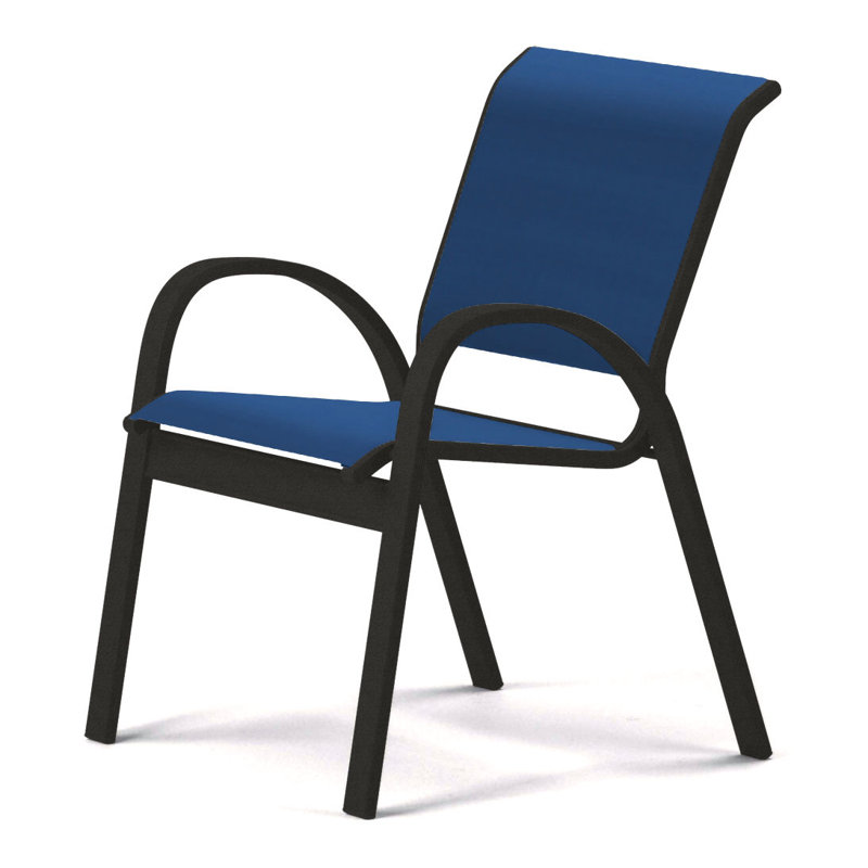 Chaise de patio empilable Hiraku, Cobalt 35D Sunbrella®, Noir texturé