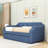 Twin-Size Linen Upholstered Daybed with Twin Trundle and Slats-1780050316