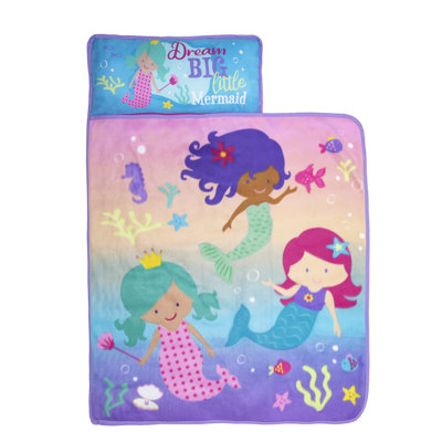  Tapis de sieste pour tout-petits Mermaid - Comprend un coussin attaché et une couverture en molleton