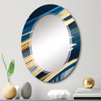 Bold Blue Brush Strokes I - Modern Spiral Wall Mirror
