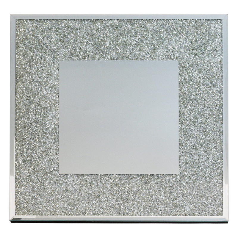Sparkles Home Regent Square 14" Rhinestone Charger Plate | Mirrored Glass | Cushioned Base