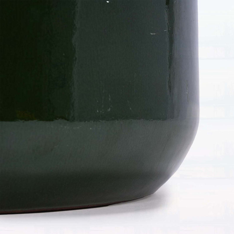 Ensemble de 4 pots à fleurs en céramique émaillée faits à la main, vert foncé, pour plantes grasses et cactus, avec trous de drainage, parfaits pour une utilisation intérieure et extérieure