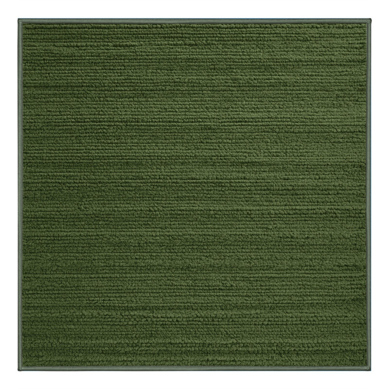 Machine Washable Solid Green Area Rug, Square 6'