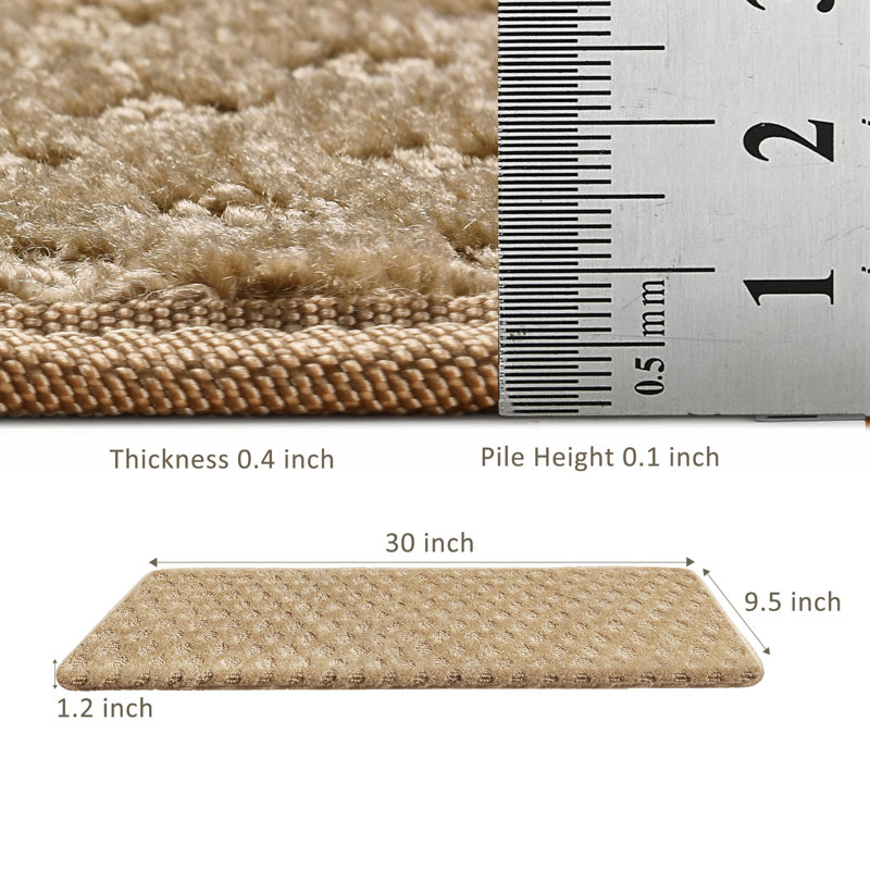 Tapis d'escalier bullnosé antidérapant (ensemble de 16), Mini treillis à losanges kaki, 16