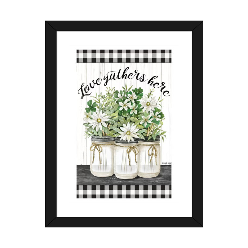 "Love fronton" par Cindy Jacobs-impression d’art graphique, H 24 po x l 16 po x P 1 po, Blanc, Papier encadré noir