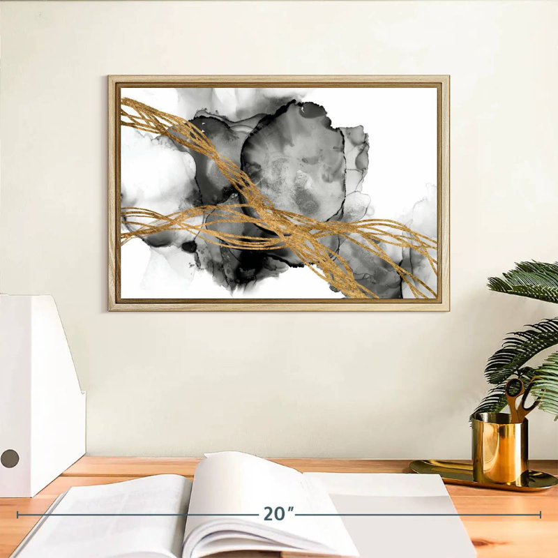 Matrice ondulée I, Cadre flottant en bois naturel, 13 po x 9 po