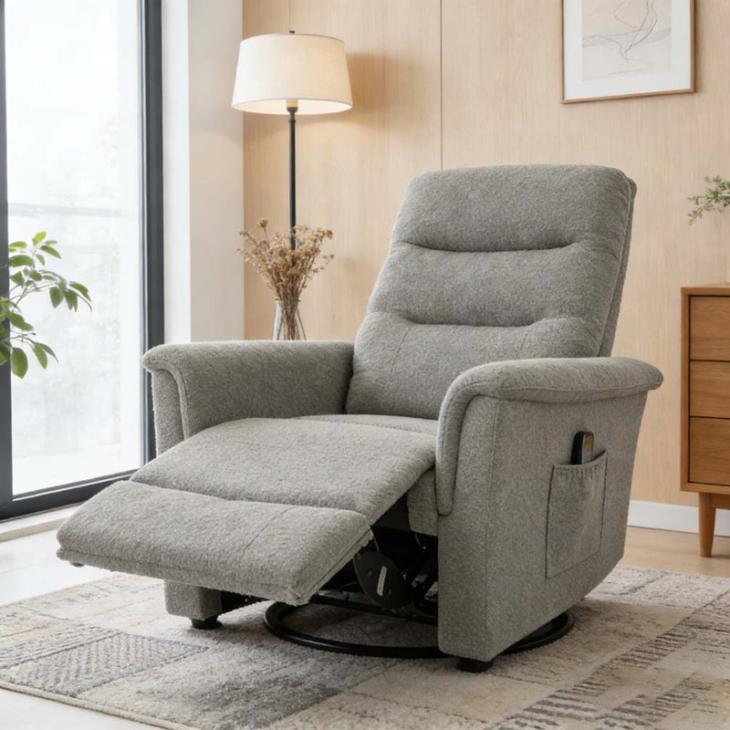 Fauteuil inclinable manuel avec fauteuil berçant et pivotant, fauteuil inclinable avec fonction de massage à 8 points et dossier réglable