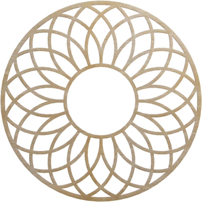Médaillon de plafond en bois ajouré Cannes, Bouleau, H 36 po x l 36 po x P 0,25 po