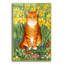  «Spring Ginger Cat With Green Border» par Gale Pitt, art mural en verre acrylique, 24 po x 36 po-734494370
