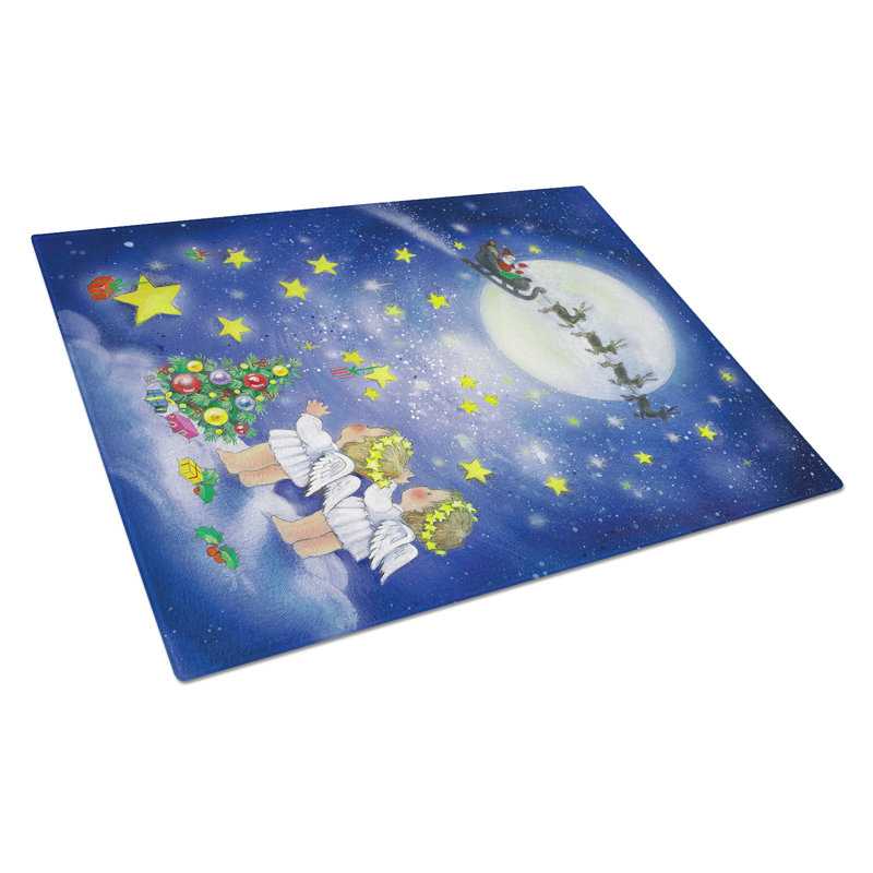 Planche à découper en verre père noël anges caroline