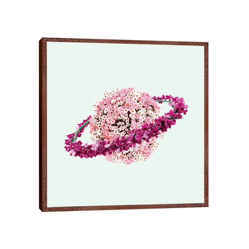 Floral Planet by Paul Fuentes - Print on Canvas, 93.98 cm H x 93.98 cm W, Brown Framed
