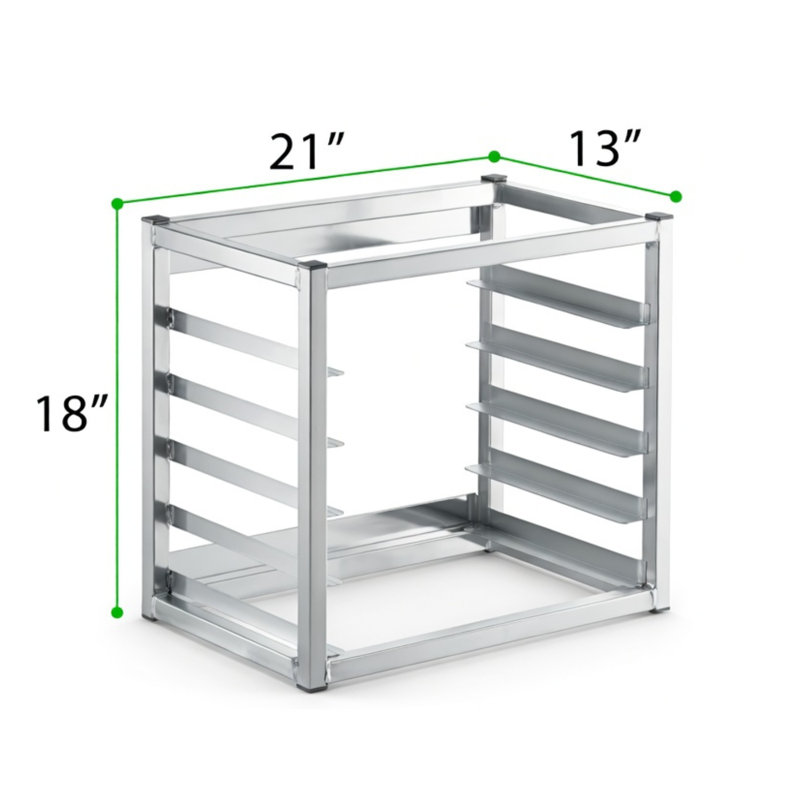 Express KitchQuip 18" H x 21" W x 13" D Stainless Steel  Wall-Mounted Sheet Pan Rack - Holds 5 Half-Size Bun Pans