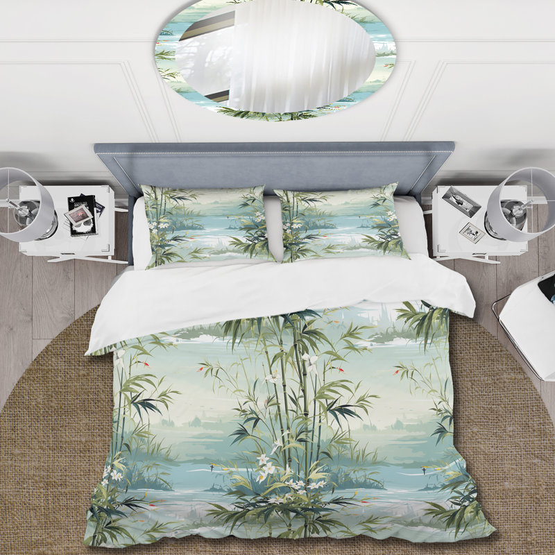 Literie en bambou tropical Zen, Housse de couette simple + 1 taie décorative stan