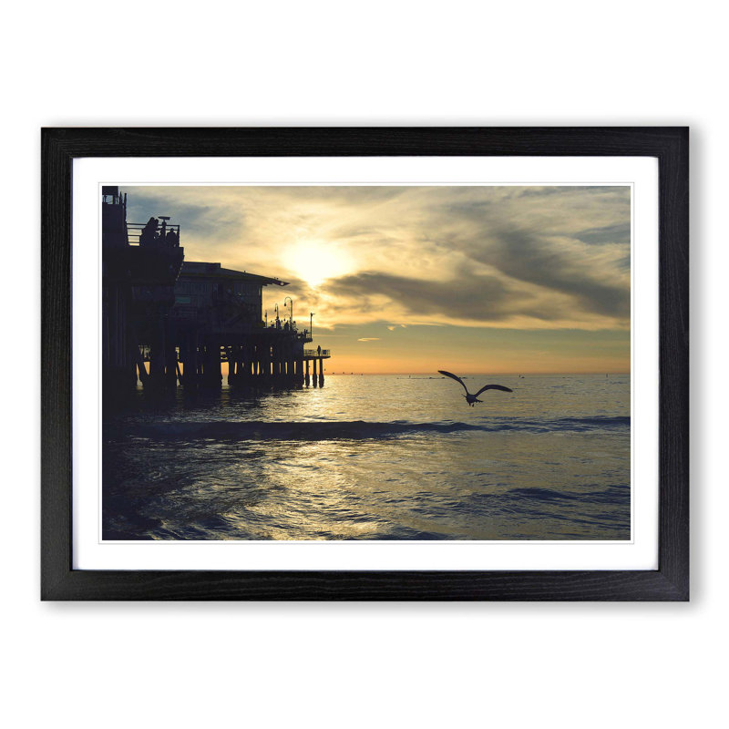 Seagull by the Pier Framed Photographic - Framed Print, Black