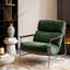 Modern Green Chenille Accent Chair with Stainless Steel Frame, Removable Cushions