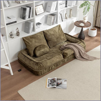 Canapé de plancher sans accoudoirs pour adultes et amp; Animaux de compagnie avec 5 positions réglables, coussin de massage et amp; Mousse épaisse - Velours, salon / chambre à coucher | Sans accoudoirs | Mousse | Velours