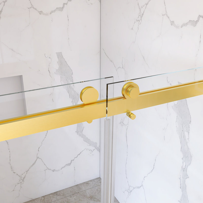 55-59" Double Sliding Frameless Shower Door, Brushed Gold