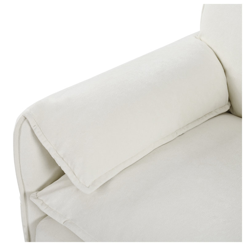 Canapé modulaire en chenille beige avec repose-pieds et canapé-lit modulaire en L pour salon et appartement, Beige