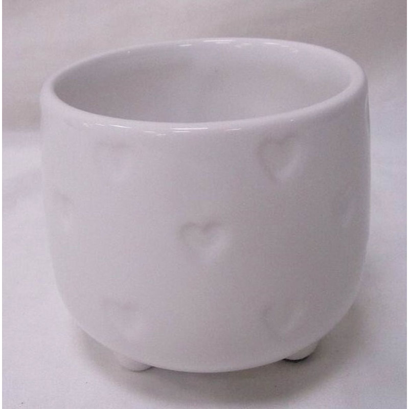 Pot à fleurs blanc avec cœurs Gosman, H 2,95 po x l 2,75 po x P 2,75 po