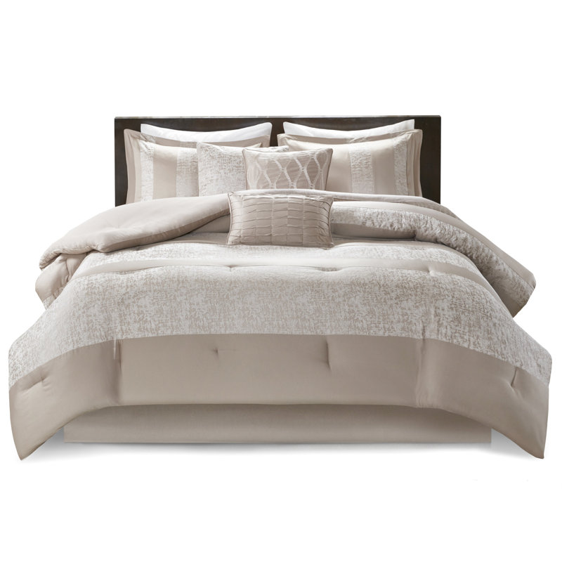 Édredon 7 pièces en chenille pour très grand lit - Comprend des coussins décoratifs et des draps lavables en tissu avec des garnitures texturées