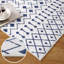 Tapis lavable géométrique 9 x 12 po Boho, tapis rétro doux pour le salon, la chambre à coucher, la salle à manger, le bureau, bleu