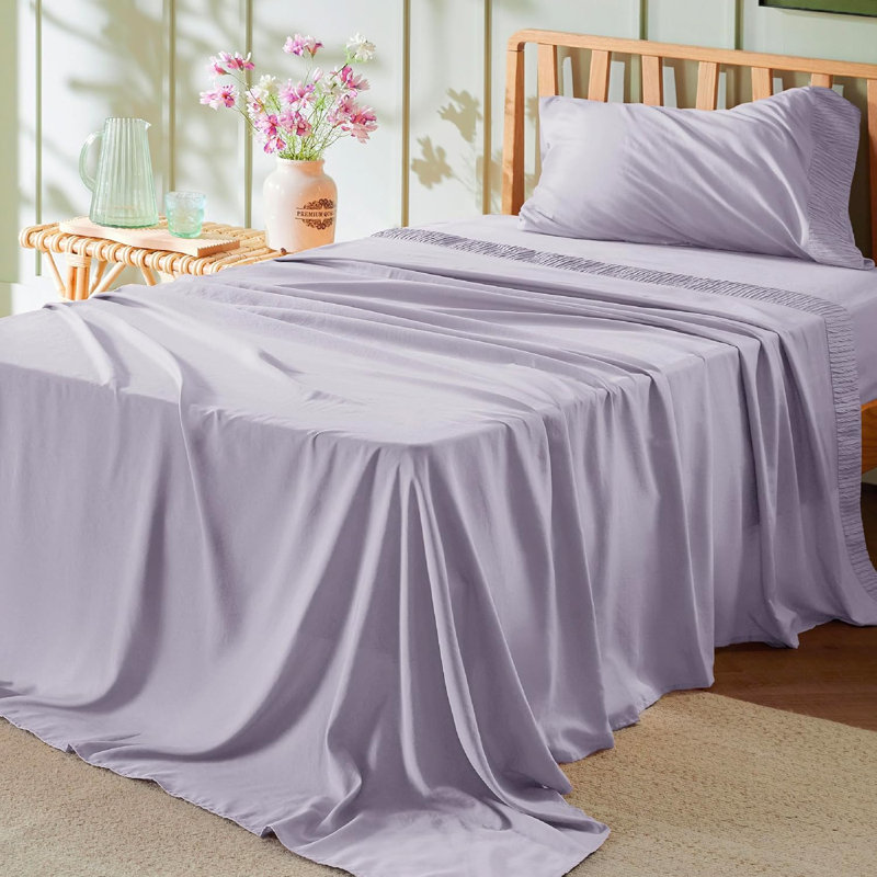 Bedsure Polyester Microfiber Sheet Set Hotel Luxury Sheets, Easy Care Cooling Bed Sheet Set 84GSM（65“ x 95")GentleSoft™️
