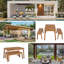 Ensemble de salle à manger 3 pièces pour table d'extérieur en bois d'acacia avec 2 bancs