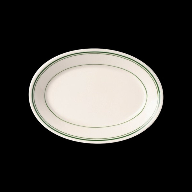 Plateau ovale à bord roulé bande verte Bande verte, H 6,75 po x L 9,5 po x l 6,75 po