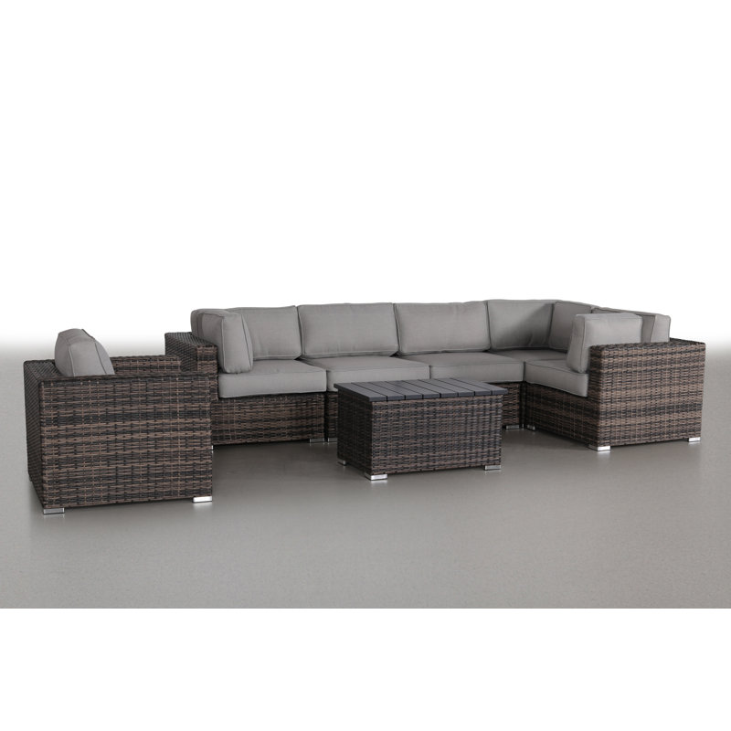 Fully Assembled 7 Piece Sectional Seating Group with Cushions